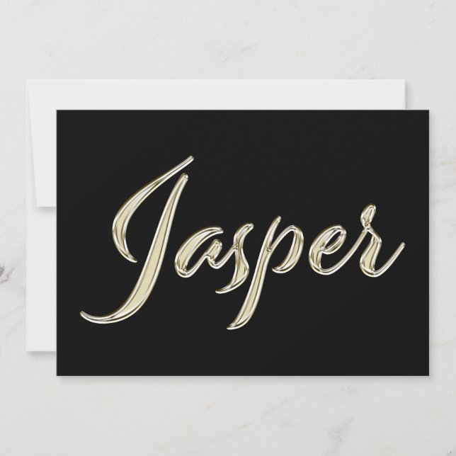 Jasper Name white gold Handwriting Karte (Vorderseite)