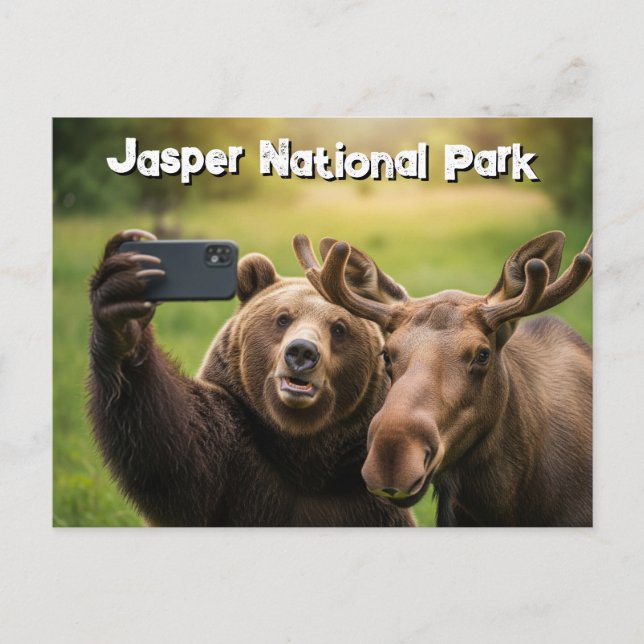 Jasper National Park Bear Moose Selfie Kanada Postkarte (Vorderseite)