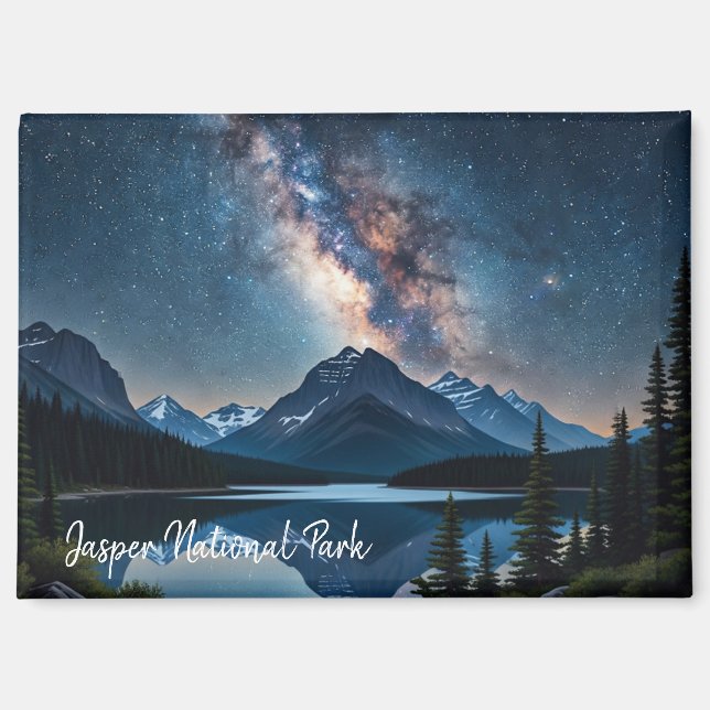 Jasper National Park Canada at Night Magnet (Vorderseite)