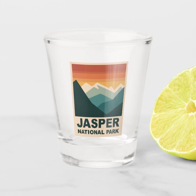 Jasper National Park Minimalist Outdoor Design Schnapsglas (Vorderseite)