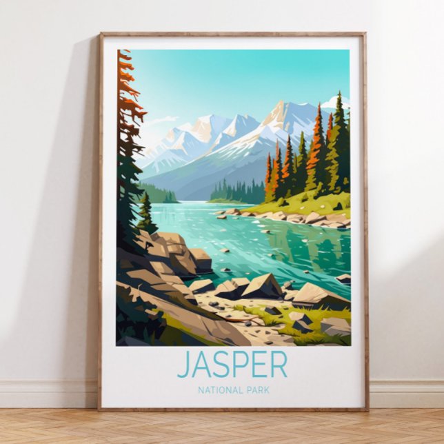 Jasper National Park Travel Poster, Jasper Canada Poster (jasper print, canada poster, jasper canada, jasper canada print, travel illustrations, travel poster)