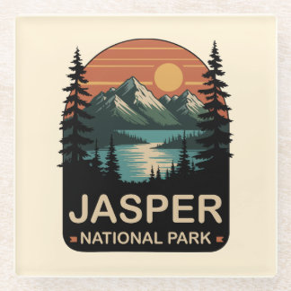 Jasper National Park Vintage Mountain Design Glasuntersetzer