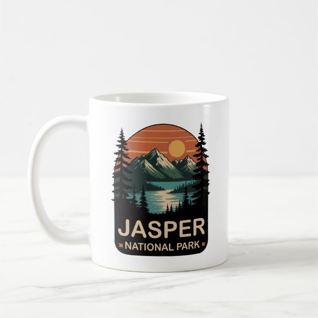 Jasper National Park Vintage Mountain Design Kaffeetasse (Links)