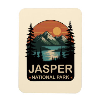 Jasper National Park Vintage Mountain Design Magnet