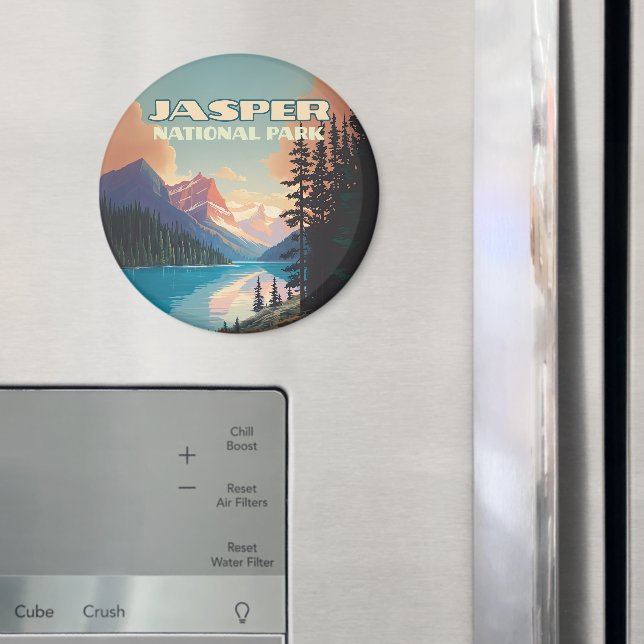 Jasper Nationalpark Alberta Canada Rockies Retro Magnet (In Situ (Kühlschrank))