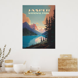 Jasper Nationalpark Alberta Canada Rockies Retro Poster