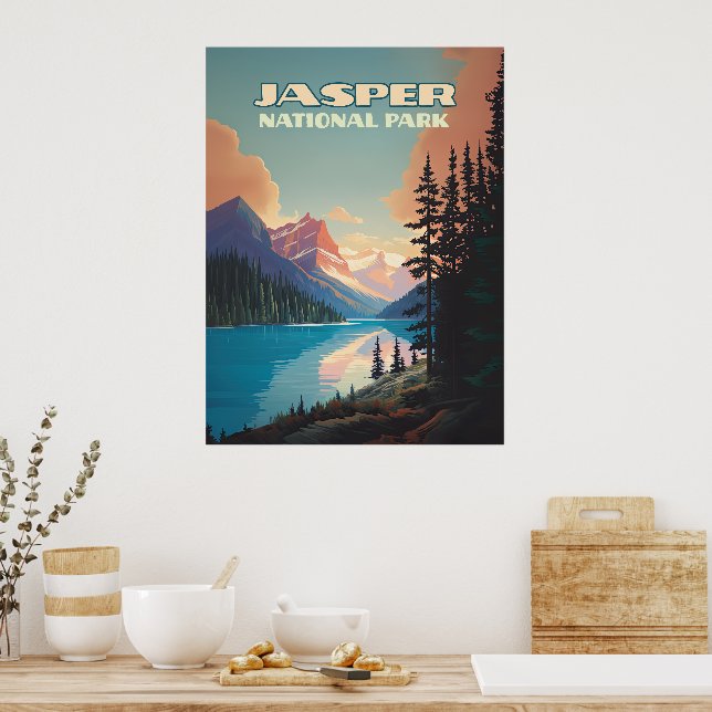 Jasper Nationalpark Alberta Canada Rockies Retro Poster (Küche)