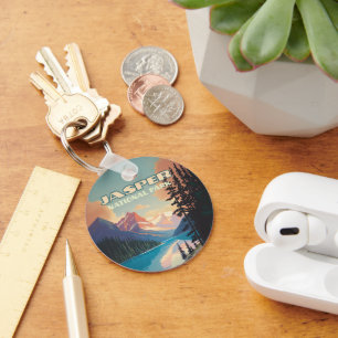 Jasper Nationalpark Alberta Canada Rockies Retro Schlüsselanhänger