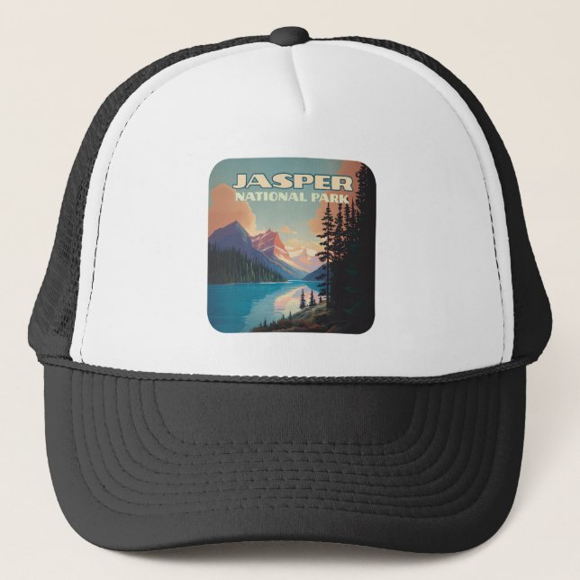 Jasper Nationalpark Alberta Canada Rockies Retro Truckerkappe (Vorderseite)