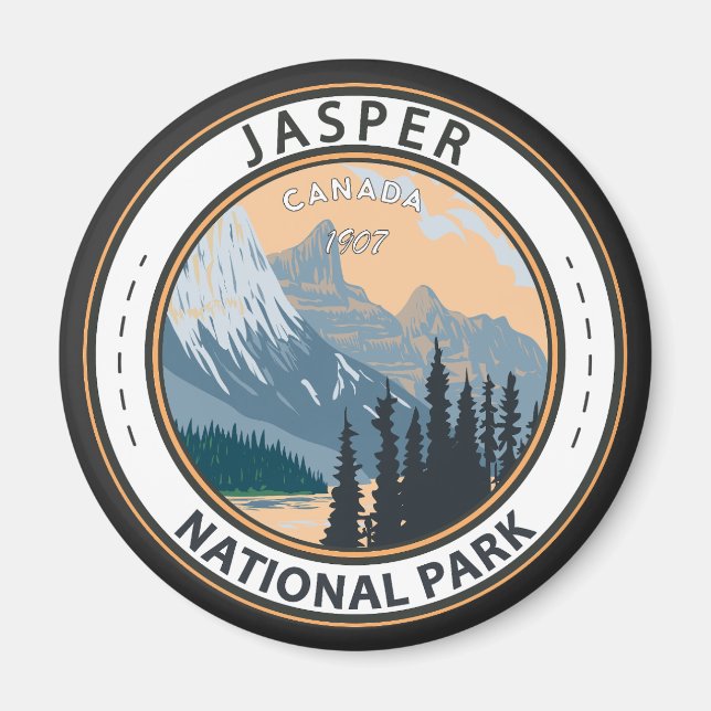 Jasper Nationalpark Kanada Reisen Vintages Abzeich Magnet (Vorne)