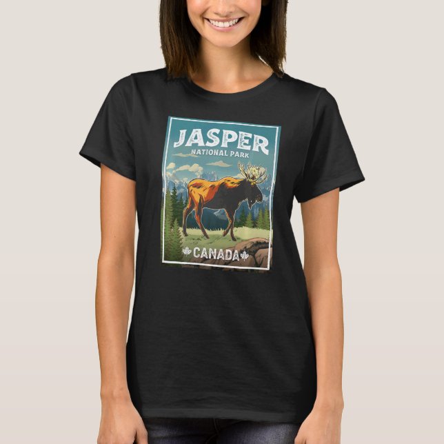 Jasper Nationalpark Moose Vintag Look T-Shirt (Vorderseite)