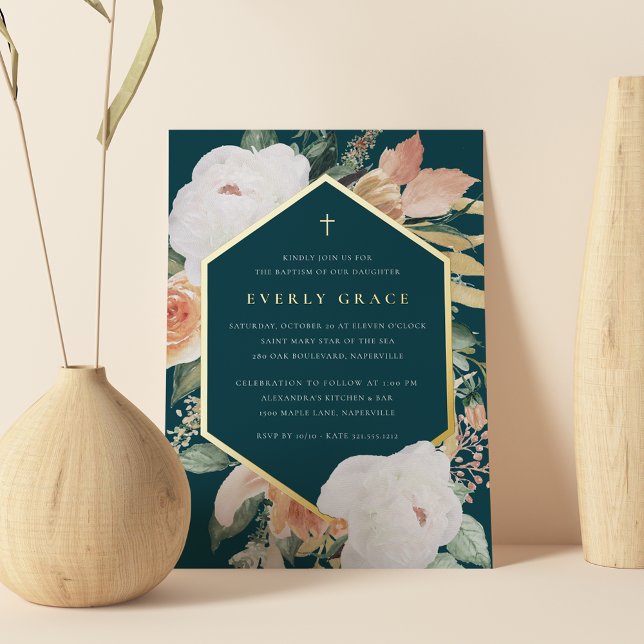 Jasper | Wüstenflorale Taufe Folieneinladung (Von Creator hochgeladen)