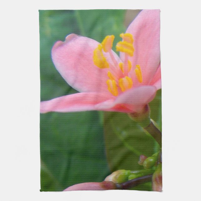 Jatropha Blume Closeup Geschirrtuch (Vertikal)