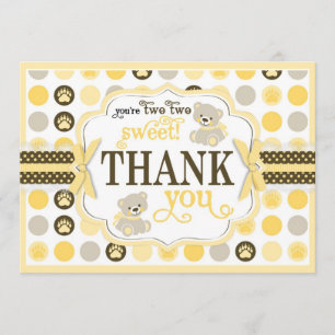 Jaune adorable de carte de remerciements de
