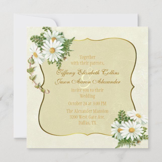 Jaune antique avec Faire-part de mariage de margue (Devant)