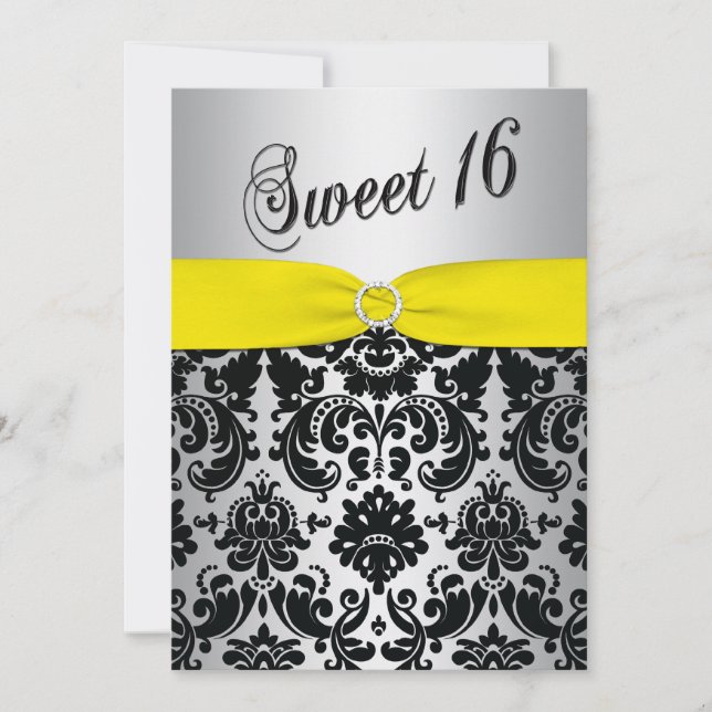 Jaune, argent, invitation noire du bonbon 16 à (Devant)