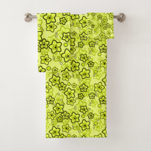 Jaune avec motif floral néon brillant noir