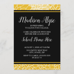 Jaune Black Floral Trunk College Party Invitation