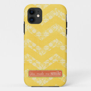 Jaune blanc dentelle Chevron iPhone 5/5S Coque