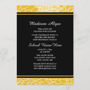Jaune blanc Floral College Trunk Party Invitation