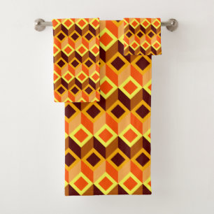 Jaune Brown Cube Jaune Motif Serviettes de bain