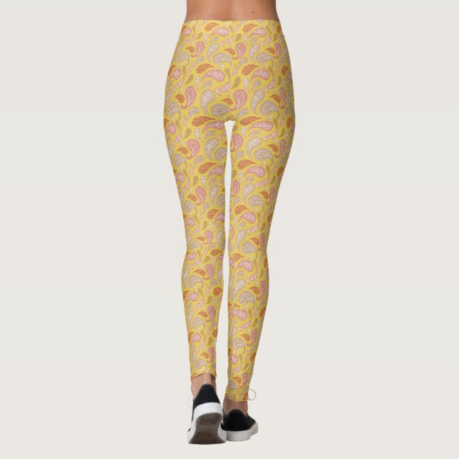 Jaune Brown Paisley Motif Leggings (Dos)