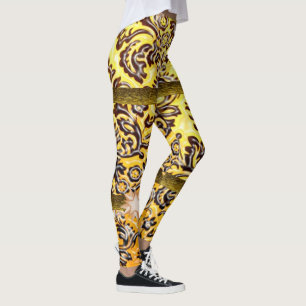 jaune brun long leggings adolescent