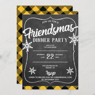 Jaune Buffalo Plaid Friendsmas Party Invitation