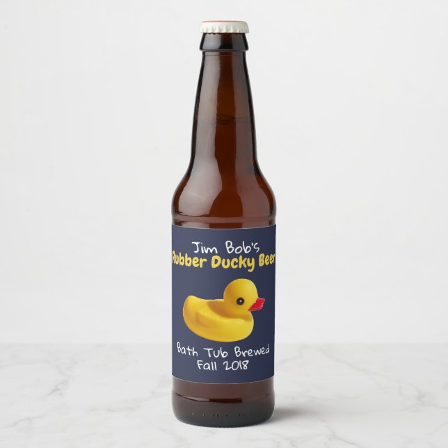 Jaune Caoutchouc Ducky Funky Custom Beer Étiquette (Devant)