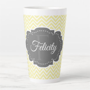 Jaune Chevron Personnalisé Latte Mug