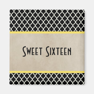 Jaune Chic Quatrefoil Sweet 16 Magnet
