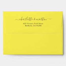 Jaune Citron Élégant Écriture Adresse de Retour Ma