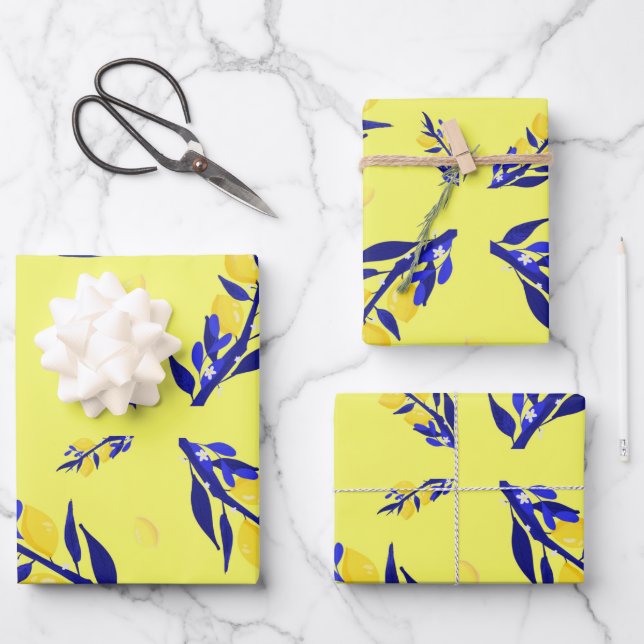 Jaune citron geschenkpapier set (Vorderseite)