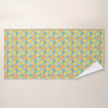 Jaune citron orange  motif nom bleu