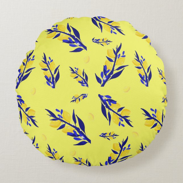 Jaune citron rundes kissen (Vorderseite)