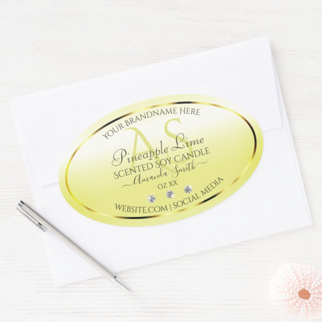 Jaune clair moderne Étiquette Bijoux Monogramme (Enveloppe)