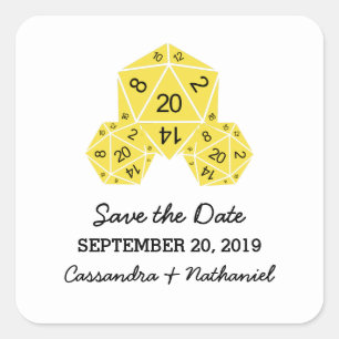 Jaune D20 dés Enregistrer les stickers Date