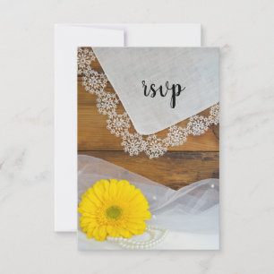 Jaune Daisy et dentelle Pays Grotte Mariage RSVP
