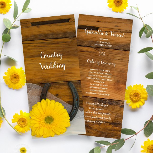 Jaune Daisy et Horseshoe Programme de Mariage Occi (Créateur téléchargé)