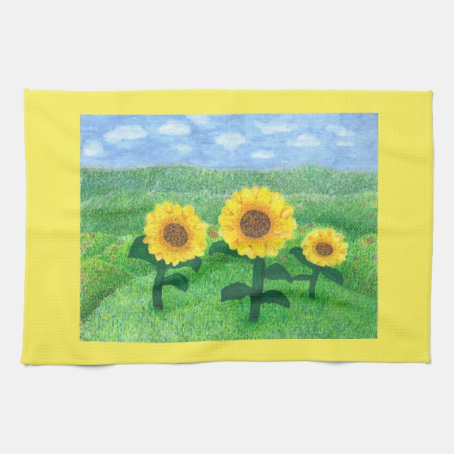 Jaune de serviette de cuisine de tournesols de (Horizontal)