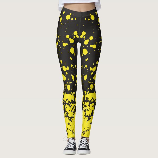 Jaune Doted Élégante Femmes Leggings (Devant)