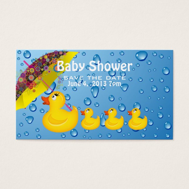 Jaune Duckie Enregistrer le Baby shower Date (Devant)