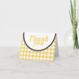 Jaune et blanc Houndstooth Carte de remerciements 