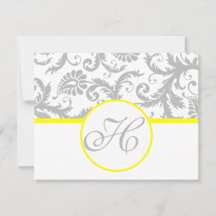Jaune et gris Damas RSVP Insérer
