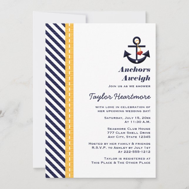 Jaune et invitations nautiques de Fête de la (Devant)