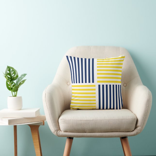 Jaune et marine Bleu Coussin de la bande nautique (Chaise)