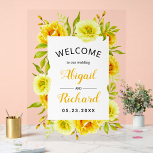 Jaune fleurs florales mariage bienvenue
