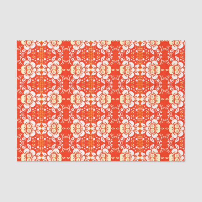 Jaune floral élégant de papier de soie de soie (Recto)