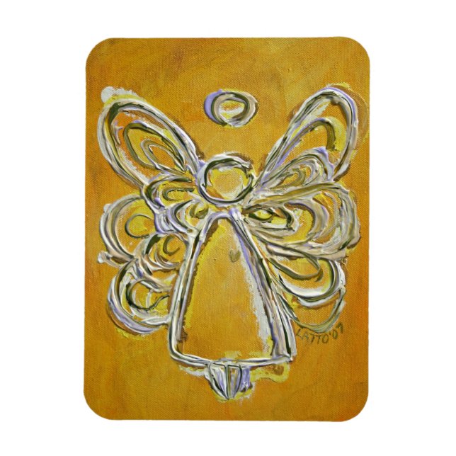 Jaune Gardien Angel Personnalisé Magnet Art Peintu (Vertical)