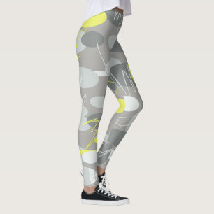 Jaune gris Art Abstrait Ovales Motifs Leggings
